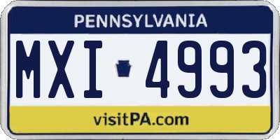 PA license plate MXI4993