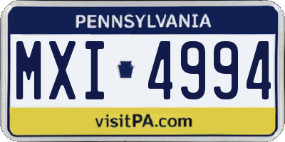 PA license plate MXI4994
