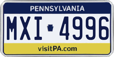 PA license plate MXI4996