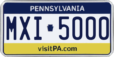 PA license plate MXI5000