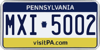PA license plate MXI5002