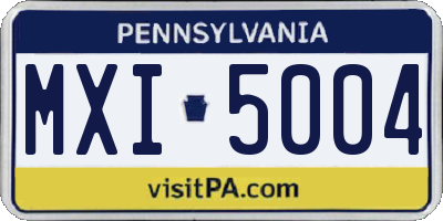 PA license plate MXI5004