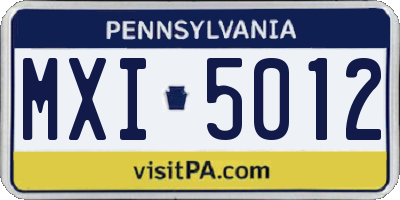 PA license plate MXI5012
