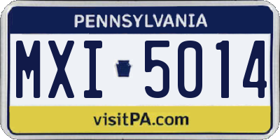 PA license plate MXI5014
