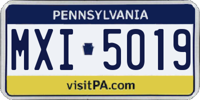 PA license plate MXI5019