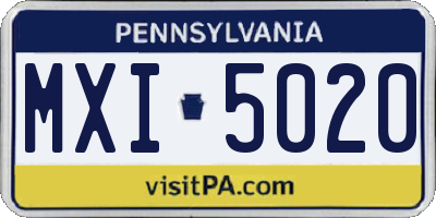 PA license plate MXI5020