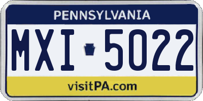PA license plate MXI5022