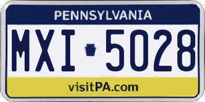 PA license plate MXI5028