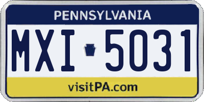 PA license plate MXI5031
