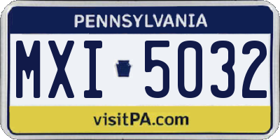 PA license plate MXI5032