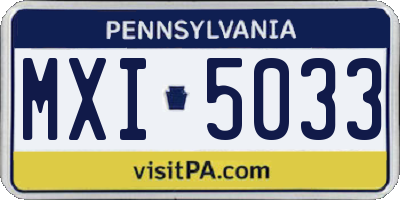 PA license plate MXI5033