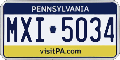 PA license plate MXI5034