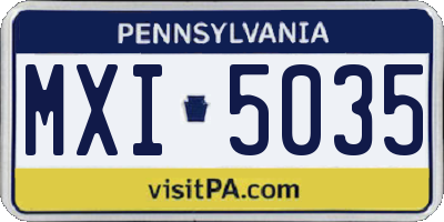 PA license plate MXI5035