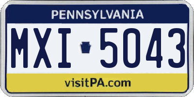PA license plate MXI5043