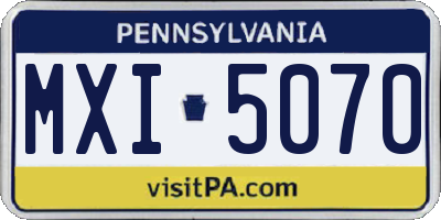 PA license plate MXI5070