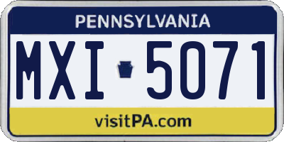 PA license plate MXI5071