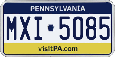 PA license plate MXI5085