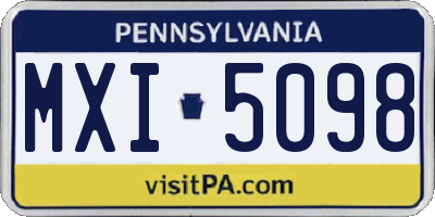 PA license plate MXI5098