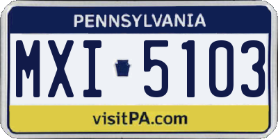 PA license plate MXI5103
