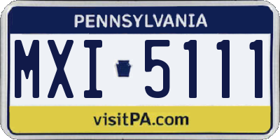 PA license plate MXI5111