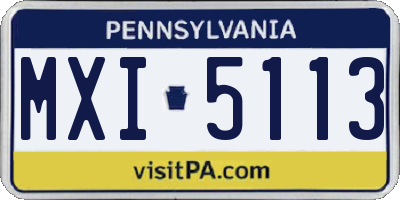 PA license plate MXI5113