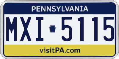PA license plate MXI5115