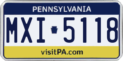 PA license plate MXI5118