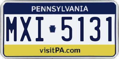 PA license plate MXI5131