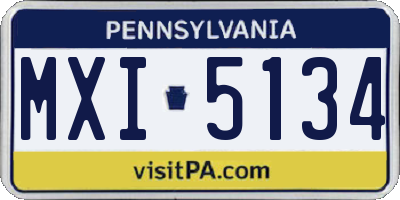 PA license plate MXI5134