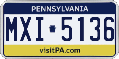 PA license plate MXI5136