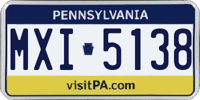 PA license plate MXI5138