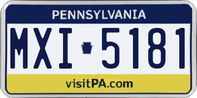 PA license plate MXI5181