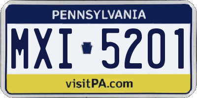 PA license plate MXI5201
