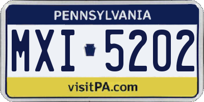 PA license plate MXI5202