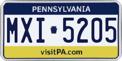 PA license plate MXI5205