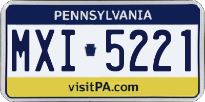 PA license plate MXI5221