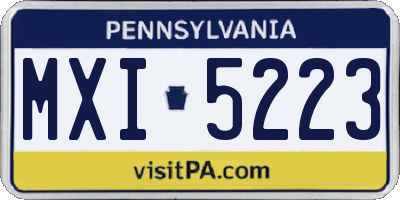 PA license plate MXI5223