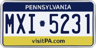 PA license plate MXI5231