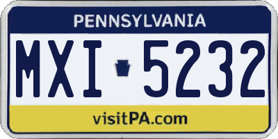 PA license plate MXI5232
