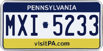 PA license plate MXI5233