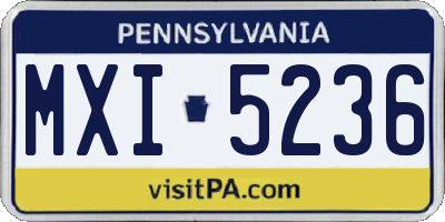 PA license plate MXI5236