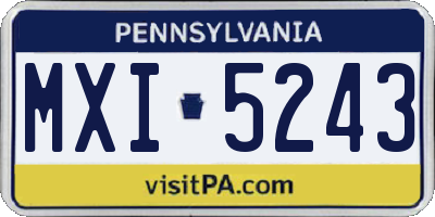 PA license plate MXI5243