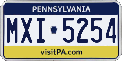 PA license plate MXI5254