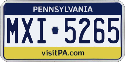 PA license plate MXI5265