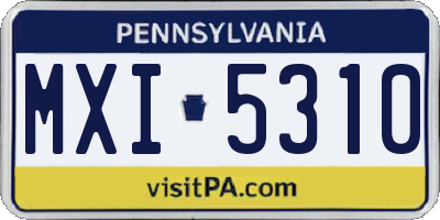 PA license plate MXI5310