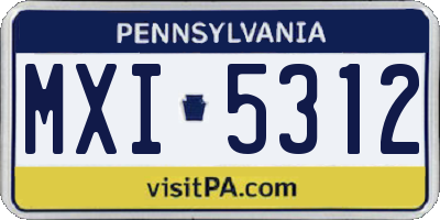 PA license plate MXI5312