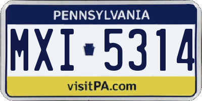 PA license plate MXI5314