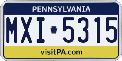 PA license plate MXI5315