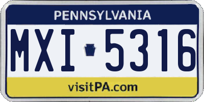 PA license plate MXI5316