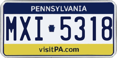 PA license plate MXI5318